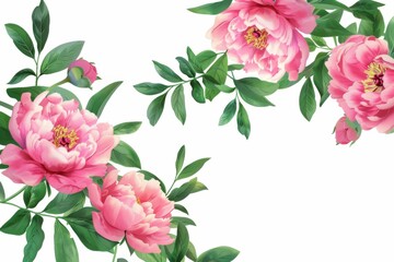 Vibrant peony leaves with lush green foliage on a transparent white background, perfect for floral-themed designs