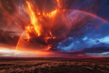 Vibrant rainbow after a storm