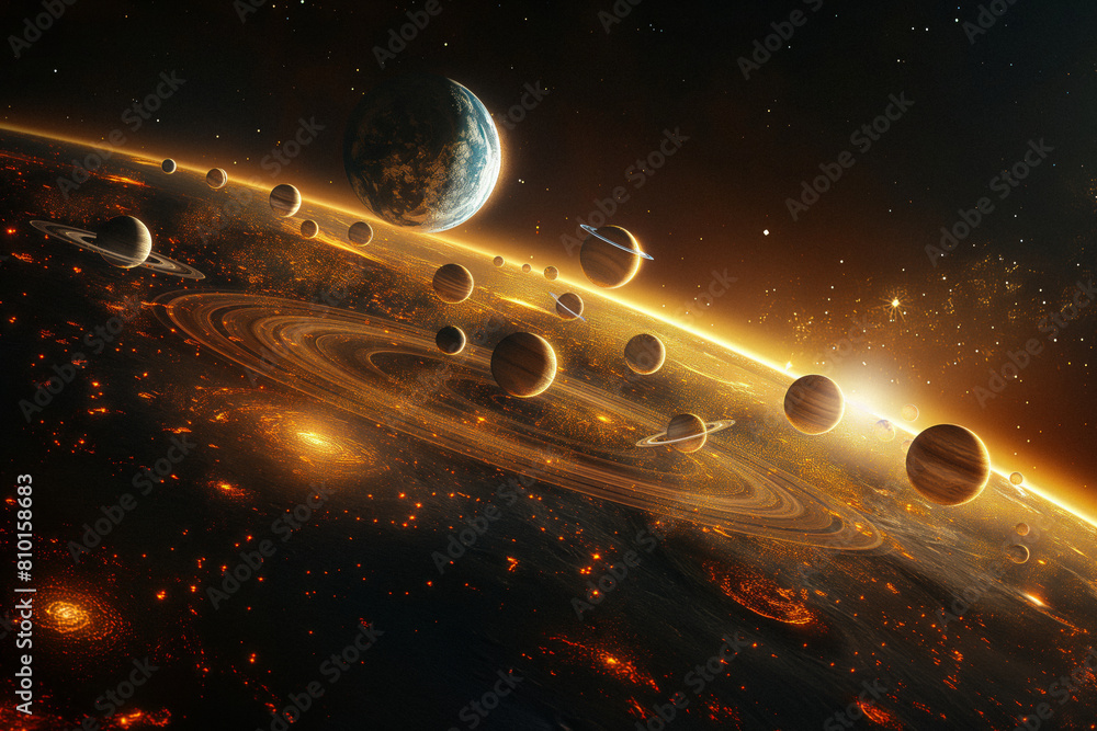 Wall mural surreal solar system: a celestial canvas of wonders and imagination. generative ai