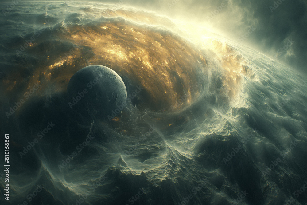 Wall mural surreal solar system: a celestial canvas of wonders and imagination. generative ai