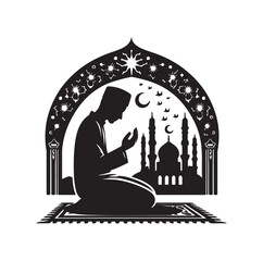Muslim Praying silhouette. praying symbol 
vector illustration
