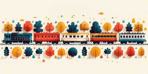 background with a set of trains. Presentation or congratulation letter