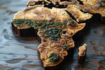 wooden map of africa