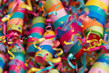 Festive party confetti and streamers explosion