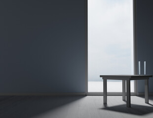 part of the empty contemporary room, 3d
