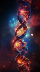 Obraz premium Glowing dna helix in cosmic space