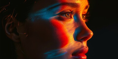 Colorful light portrait of a woman
