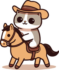 Obraz premium cat wearing a hat and riding a horse