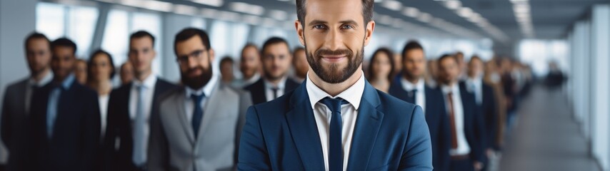 Fototapeta premium confident businessman leading a group of professionals