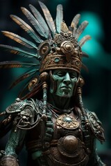 Obraz premium Intricate Aztec warrior statue with ornate headdress