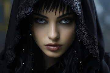 mysterious woman in black veil