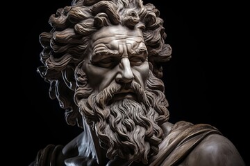 Dramatic portrait of an ancient greek statue