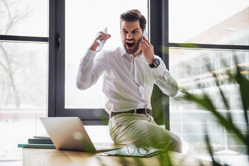 Handsome businessman working