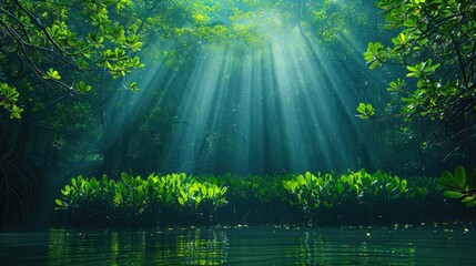green forest in the morning