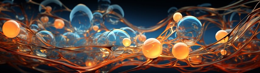 abstract glowing spheres and curves