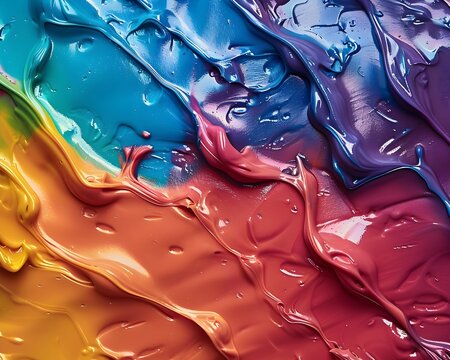 Lubricant-Like Colors Ramify Across Surface Creating a Vibrant and Dynamic Abstract Composition
