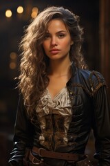 Fototapeta premium Mysterious woman in steampunk outfit