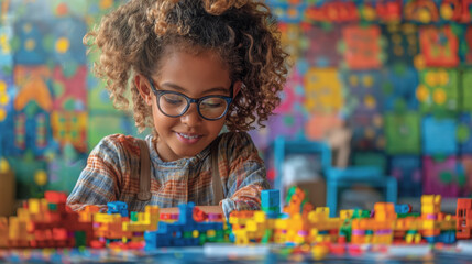 An artistic representation of a teacher conducting a hands-on math lesson using manipulatives and interactive activities, making learning engaging and accessible for students of al