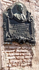 Plaque on a tomb in La Recoleta Cemetery in Buenos Aires, Argentina