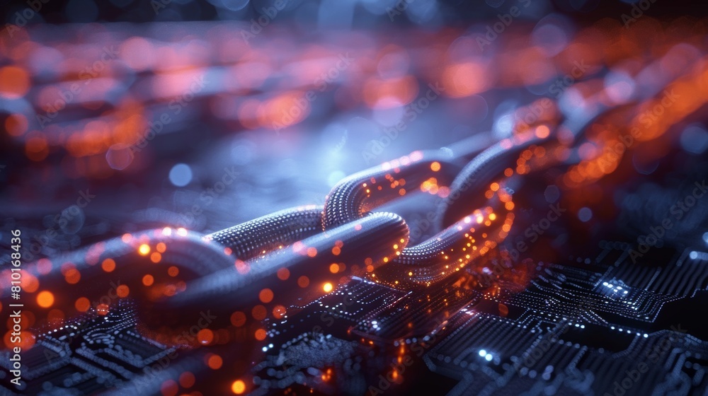 Poster digital blockchain concept with glowing connections