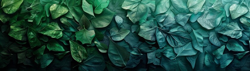 3D rendering of overlapping green and blue leaves