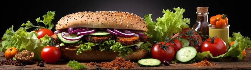 Delicious Vegetarian Burger with Fresh Ingredients