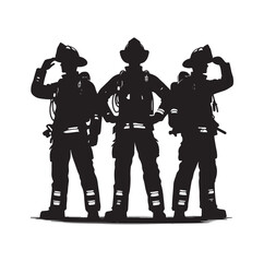 Firefighters group pose silhouette vector 
illustration 