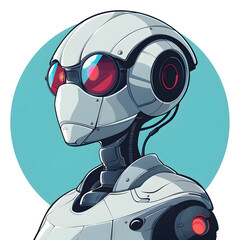A robot with sunglasses and headphones in a cartoon illustration