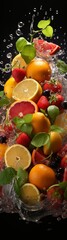 Assortment of fresh fruit and water splashes