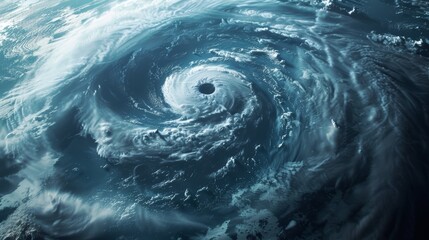 High-detail satellite imagery showcasing a powerful hurricane viewed from space, emphasizing the concept of natural disasters and extreme weather