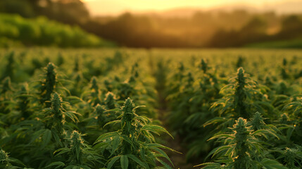 A field of cannabis plants ready for harves