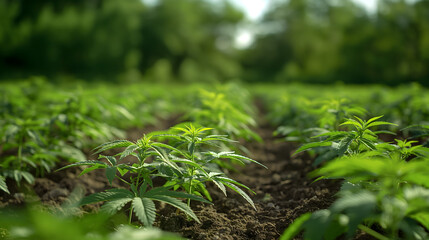 A field of cannabis plants ready for harves