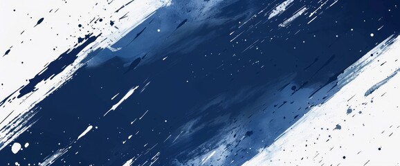 Abstract navy blue and white background with grunge brush strokes Generative AI