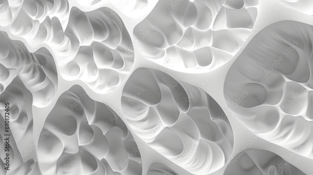Fototapete the image is a 3d rendering of a white organic structure, resembling a coral reef or a bone structur