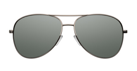 Close up of aviator sunglasses isolated on white background