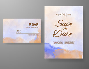 Wedding invitation with abstract watercolor background