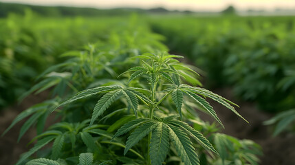 Obraz premium A field of cannabis plants ready for harves