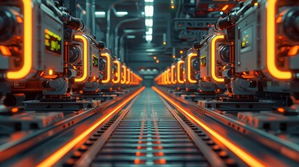 Fototapeta premium tech workspace design, tech manufacturing company seeks interior design services for their new facility to create a modern and functional workspace environment