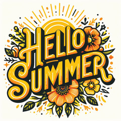 Hello summer text design Generative AI