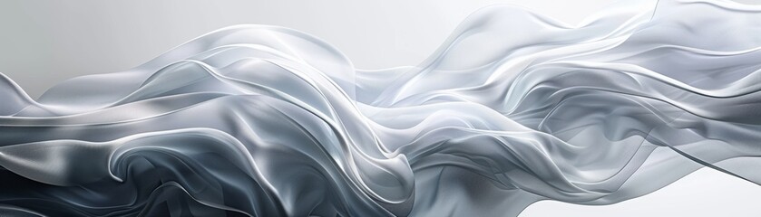Fototapeta premium The image is a depiction of a flowing white cloth. It is soft and delicate, and it seems to be moving in slow motion. The image is very calming and peaceful.