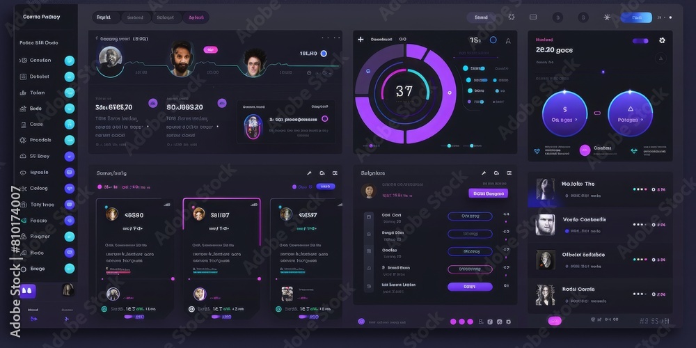 Aufkleber a collection of black and gold user interface layouts, showcasing modern, sleek, and stylish dashboa