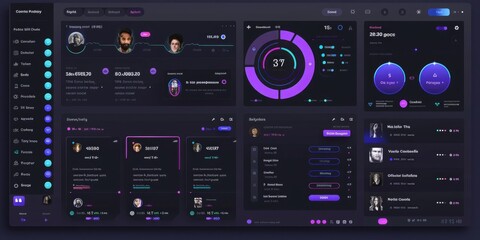 Obraz premium A Collection of Black and Gold User Interface Layouts, Showcasing Modern, Sleek, and Stylish Dashboard Elements for a Sophisticated and Functional Digital Experience, Generative AI