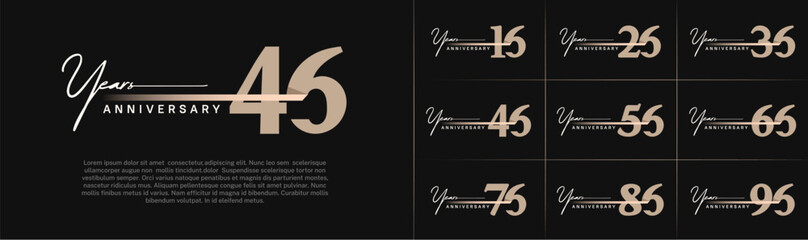 Set of Anniversary Logotype brown color with ribbon can be use for special day celebration
