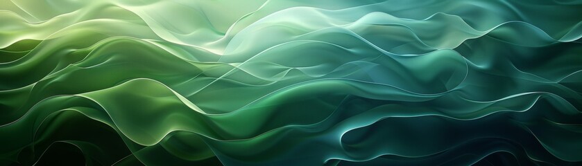 Obraz premium The image is an abstract painting with a green and blue gradient. It is soft and muted, with a painterly quality.