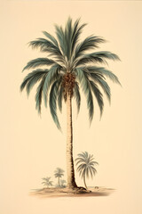 Vintage illustration of a palm tree, nice palm tree vintage illustration