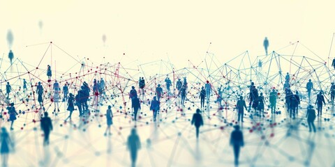 Global network connection and social media concept with people silhouettes over white background.