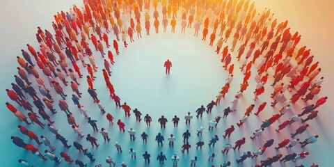 Large group of people in the form of a circle