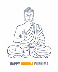 Greeting card for Buddha’s Birthday festival (Buddha Purnima, Vesak Day). Vector illustration.