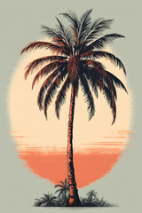 Vintage illustration of a palm tree, nice palm tree vintage illustration