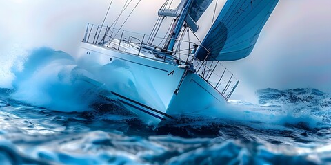 The Thrilling Experience of a High-Speed Yacht Racing through Waves. Concept Yachting, Racing, High Speed, Adrenaline, Waves